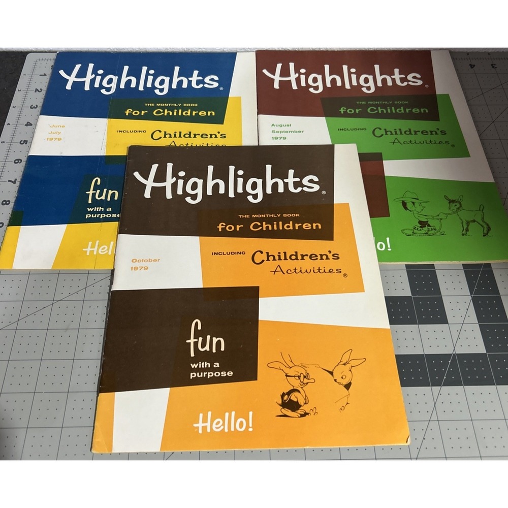 Vintage Highlights‎ The Monthly Book for Children Lot of 3 Activity Books 1970's